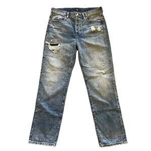 Women’s Gap Size 4 27T Boyfriend Fit Distressed Denim Blue Jeans 27 Tall